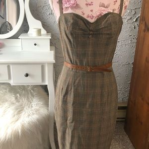 Stop Staring - Plaid Belted 1940s wiggle dress
